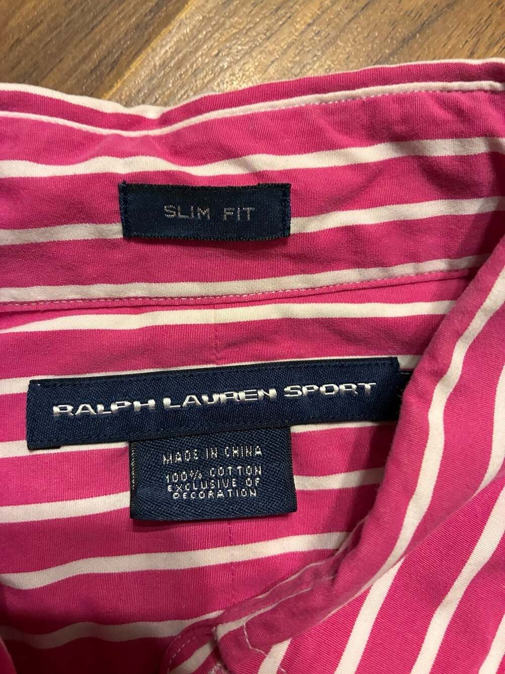 Ralph Lauren Sport Women's Slim Fit Pink and White Striped Long Sleeve Button-Do - Picture 2 of 5